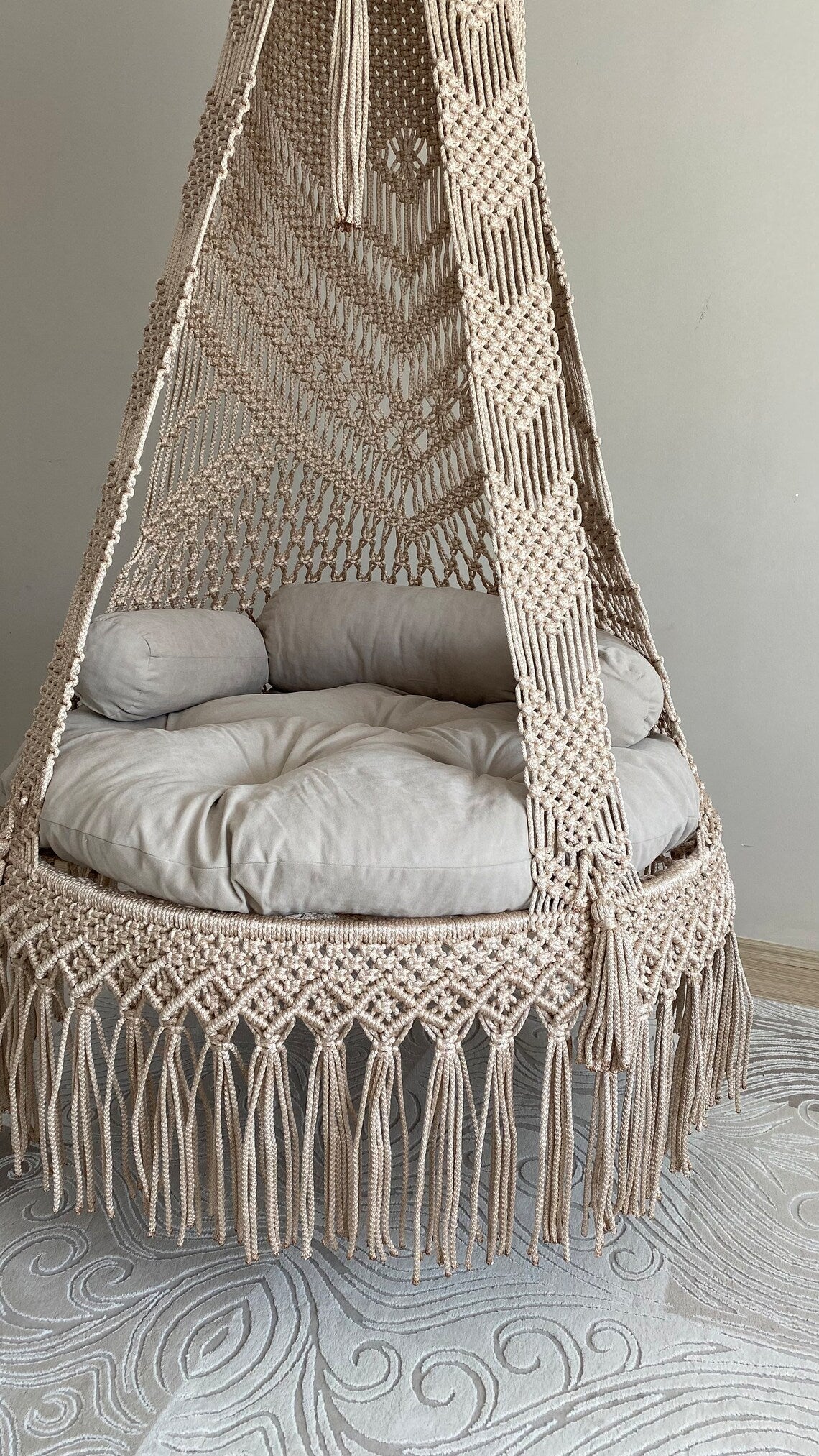 Macrame Swing With Cushions in 35 inches - Leechoo